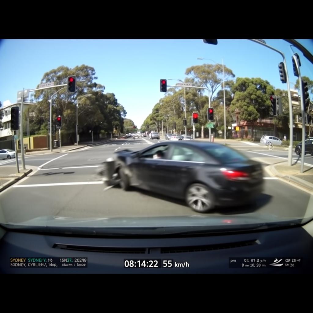 Red-light runner — 8:14 AM
